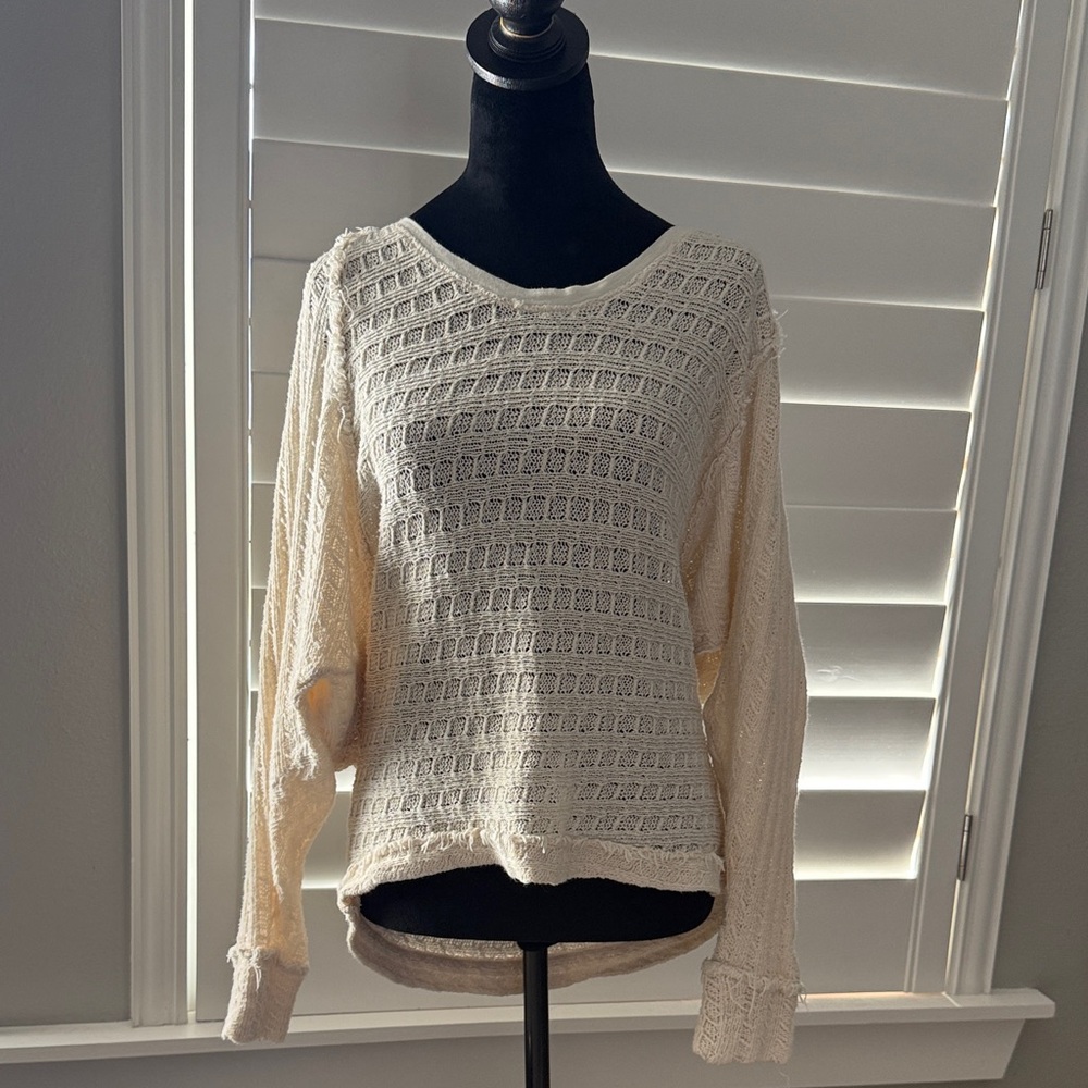 We The Free Off-White Textured Knit Sweater